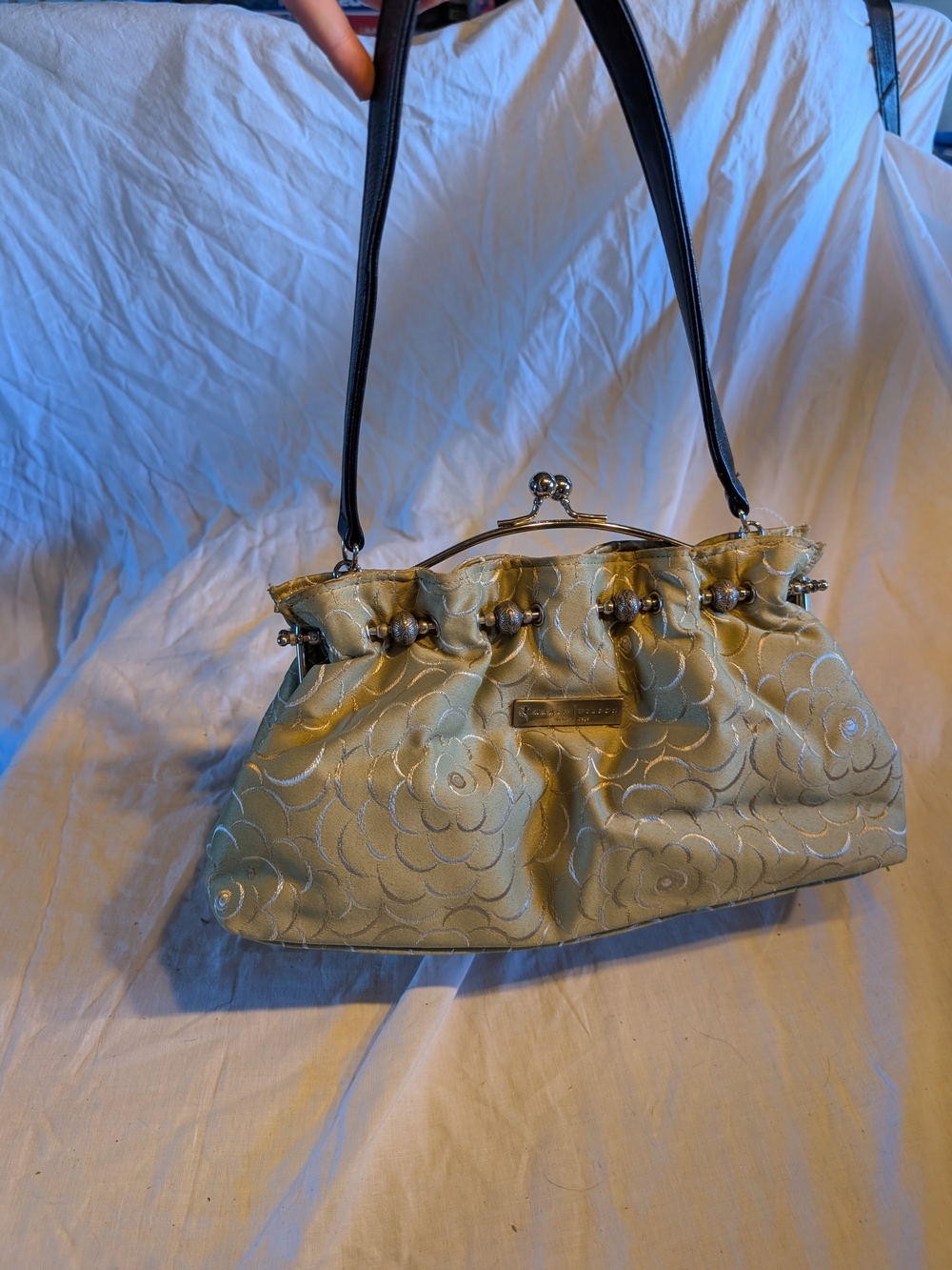 Elegant green Karen wilson Shoulder Bag with Black Straps